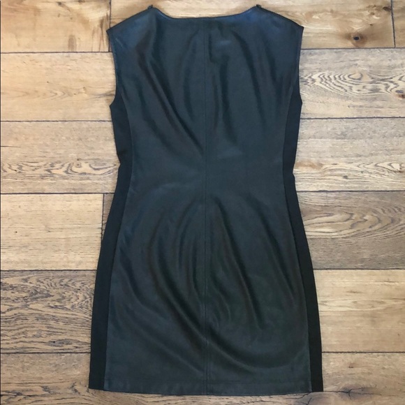 (Sold) BCBG Karlee Faux Leather Shift Dress Green - Picture 7 of 8